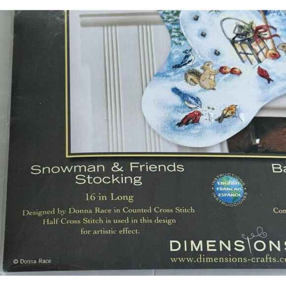 Cross Stich Christmas Stocking Kit Dimensions Gold Collection Snowman & Friends - Picture 3 of 5